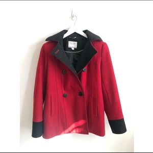 Nautica Lined Peacoat in Red with Detachable Hood